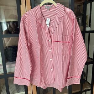 NWT J. Crew poplin pajamas top button down striped long sleeve shirt jcrew